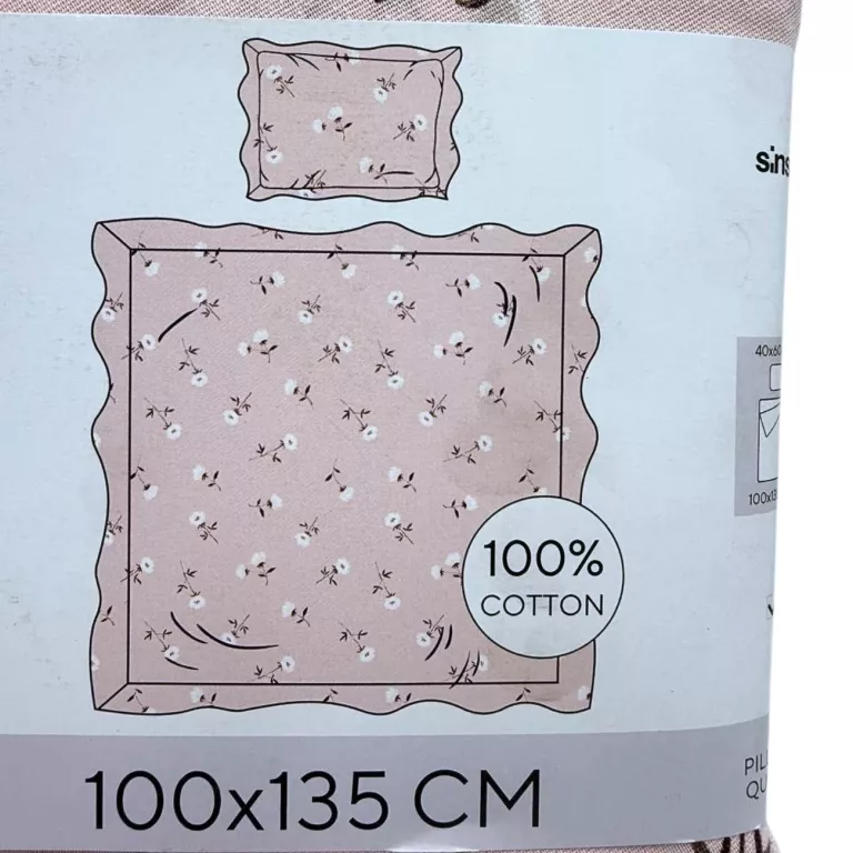KOMPLET BAWEŁNIANEJ POŚCIELI WYKOŃCZONY FALBANKĄ / 100X135 / WZÓR KWIATY