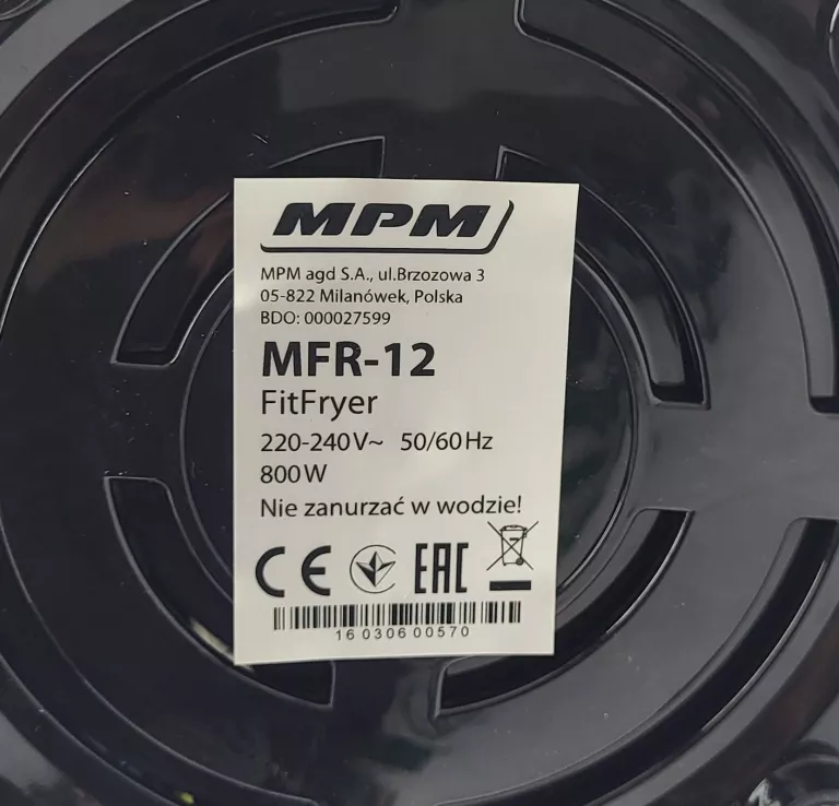 FRYTKOWNICA BEZTŁUSZCZOWA MPM MFR-12