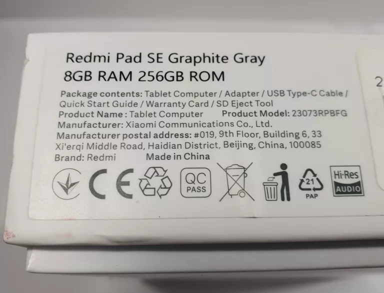 TABLET XIAOMI REDMI PAD SE 8/256GB