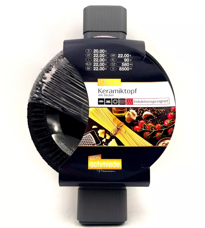 GARNEK CERAMICZNY Z POKRYWKĄ 20 CM KOCHS SCHMIEDE PREMIUM INDUKCJA