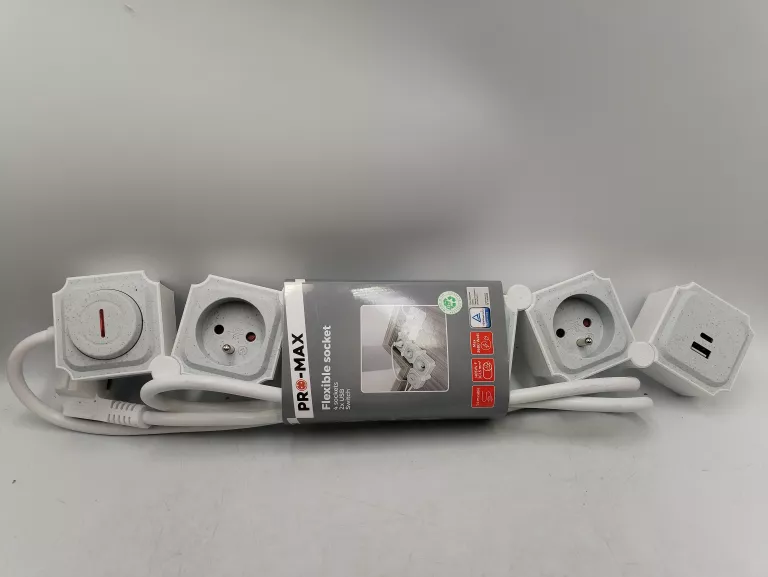 LISTWA ZASILAJĄCA PRO MAX RUCHOMA 4 GNIAZDA+ WEJSCIE USB