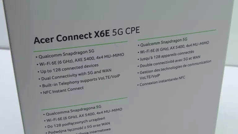 ROUTER ACER CONNECT X6E 5G CPE ZESTAW / USZKODZONY