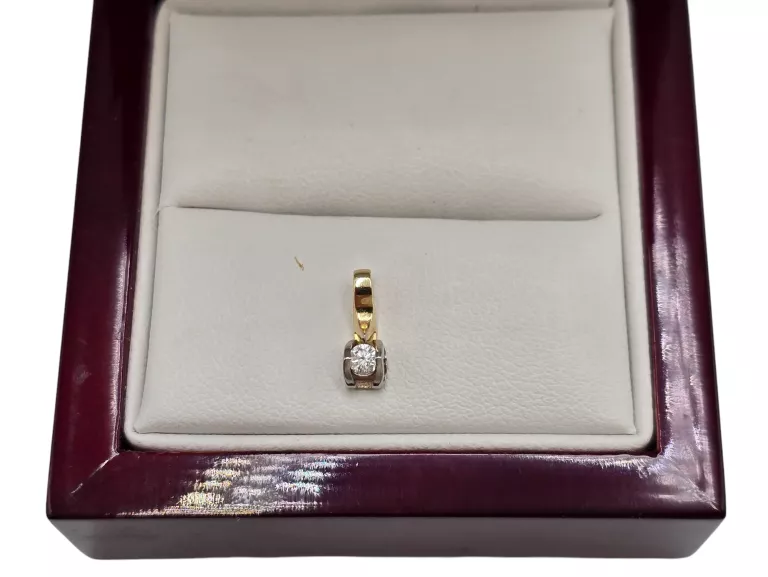 ŚLICZNA ZŁOTA ZAWIESZKA Z DIAMENTEM 0,08CT 0,43G 585 BRIJU