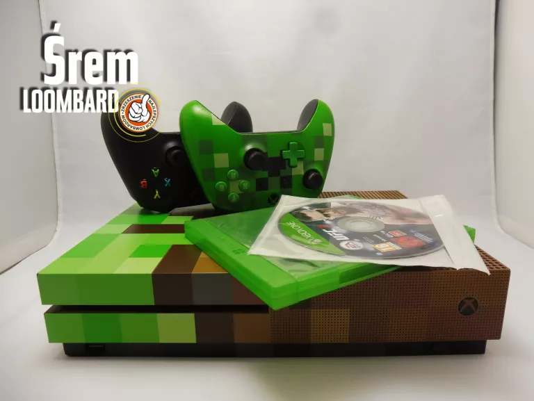 KONSOLA XBOX ONE S 1TB MINECRAFT EDITION, 2 PADY, 2 GRY, STAN DB!