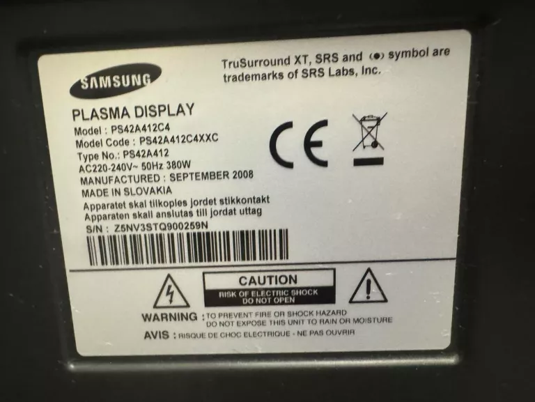 TELEWIZOR SAMSUNG 42" PS42A412C4