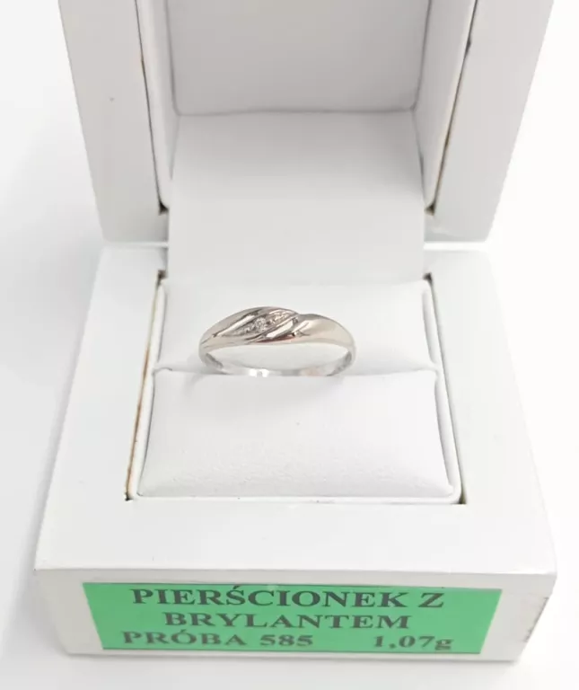 ZŁOTY PIERŚCIONEK BIAŁE ZŁOTO Z DIAMENTEM P.585