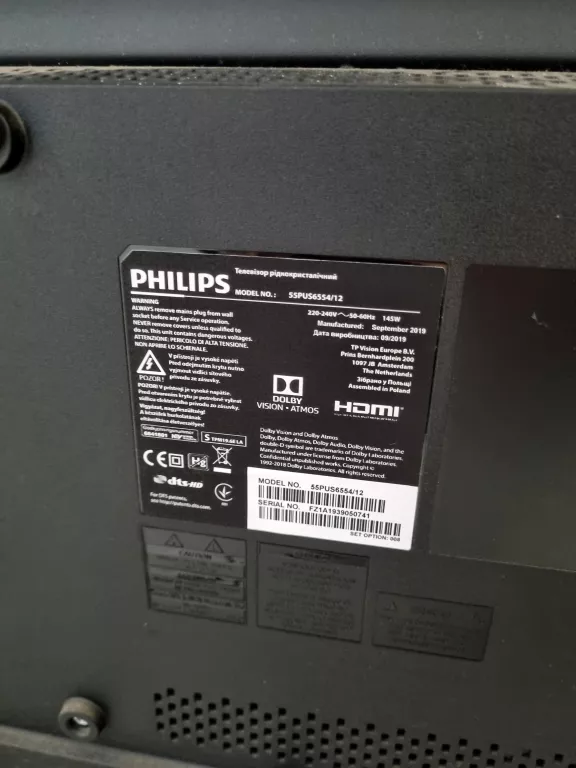 TELEWIZOR LED PHILIPS 55PUS6554 55 CALI 4K UHD