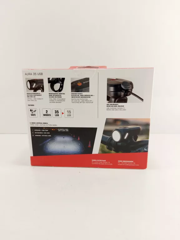 LAMPKA ROWEROWA LED SIGMA AURA 100 LUX MOCNA TYŁ OŚWIETLENIE ROWEROWE IPX4