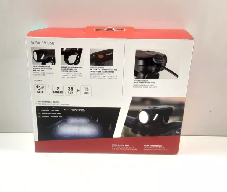 LAMPKA ROWEROWA LED SIGMA AURA 100 LUX MOCNA TYŁ OŚWIETLENIE ROWEROWE IPX4