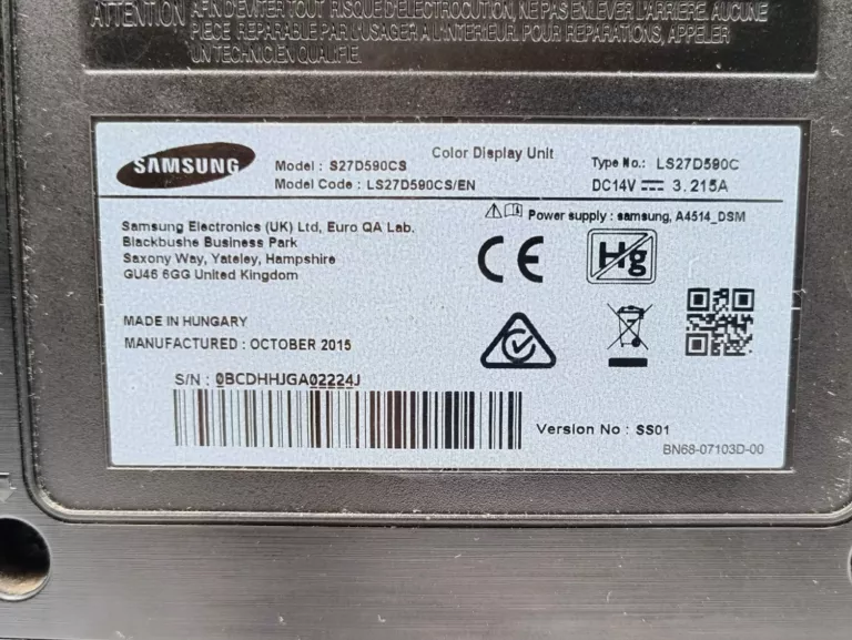 GAMINGOWY MONITOR SAMSUNG S27D590CS 27" LED VA FHD HDMI DP VGA