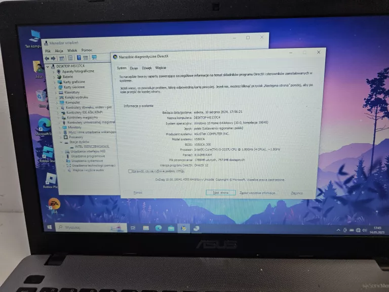 LAPTOP ASUS X550C I5 3337U 8GB RAM SSD 240 GB