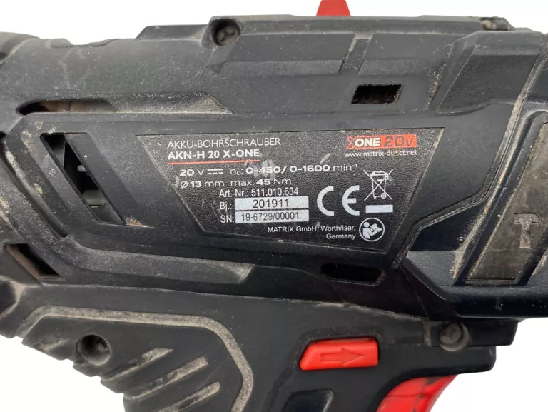 WKRĘTARKA MATRIX AKN-H 20 X-ONE 20V MAX 45NM ŁADOWARKA AKU 1.5AH