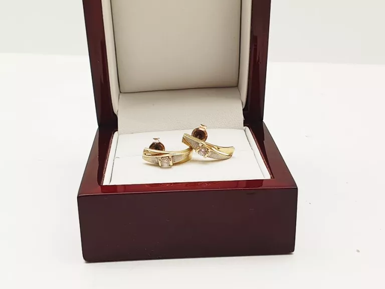 ELEGANSKI ZŁOTE KOLCZYKI Z CYRKONIAMI SZTYFT 2,31G 585P