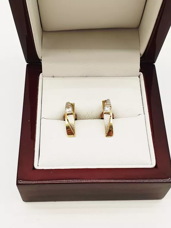 ELEGANSKI ZŁOTE KOLCZYKI Z CYRKONIAMI SZTYFT 2,31G 585P