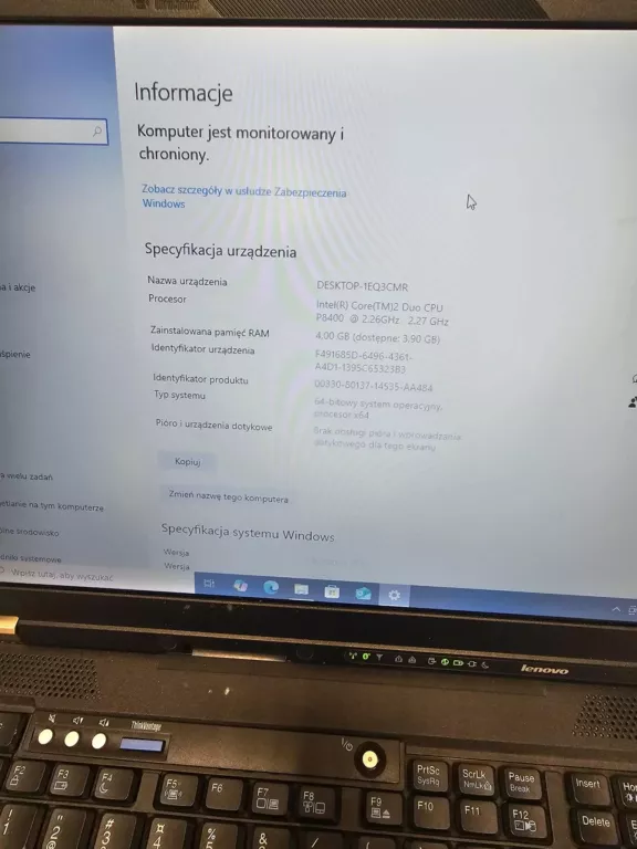 LAPTOP LENOVO THINKPAD T500 120/4GB INTEL CORE 2 T9600 WIN10 13''
