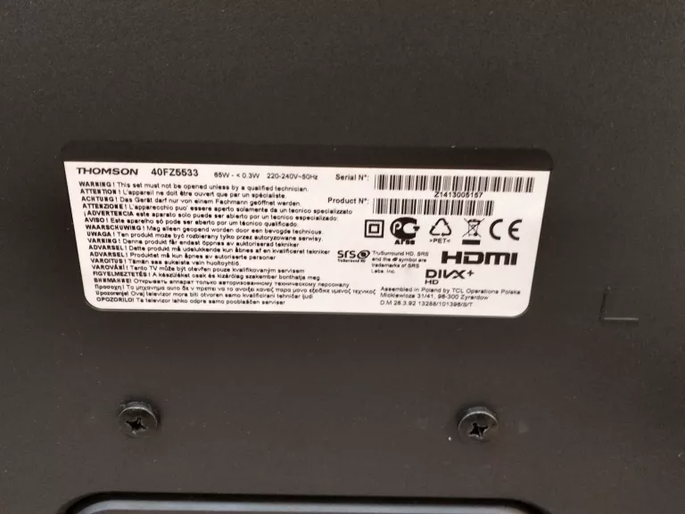 TELEWIZOR LED THOMSON 40FZ5533 40'' + PILOT