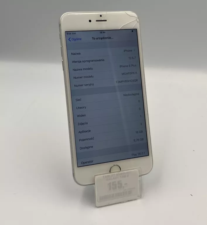 TELEFON IPHONE 6 PLUS 16GB BN PRZEBARWIENIA 100% BAT