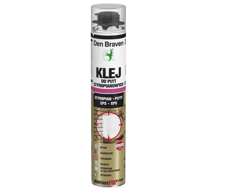 DEN BRAVEN KLEJ DO PŁYT STYROPIANOWYCH MONTAGEFIX-ST PISTOLETOWY 750ML GUN