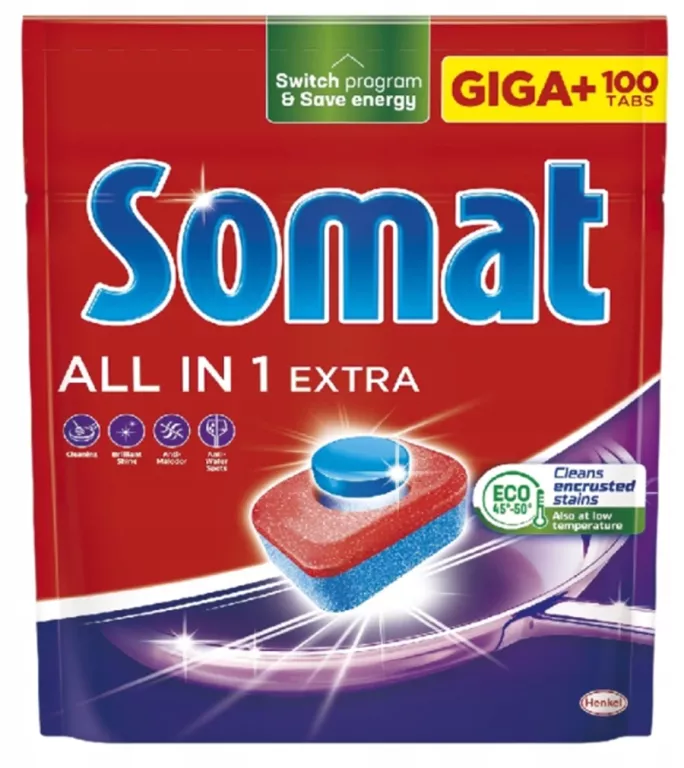 SOMAT ALL IN 1 EXTRA TABLETKI DO MYCIA NACZYŃ W ZMYWARKACH 1660 G 100SZT