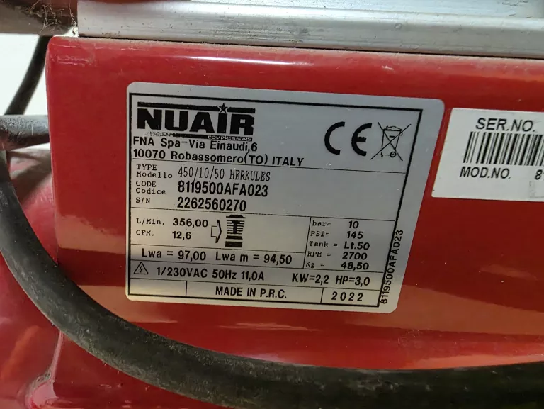 KOMPRESOR NUAIR HERKULES 450/10/50 10 BAR 50L 2,2KW