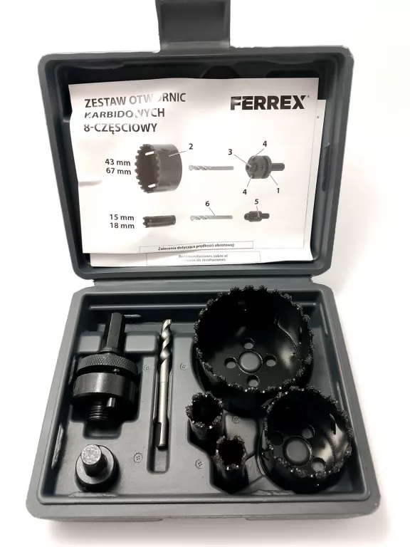 FERREX ZESTAW OTWORNIC KARBIDOWYCH 8SZT