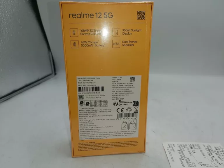 TELEFON REALME 12 5G 8/256GB, DUAL, KOMPLET GWARANCJA!!!