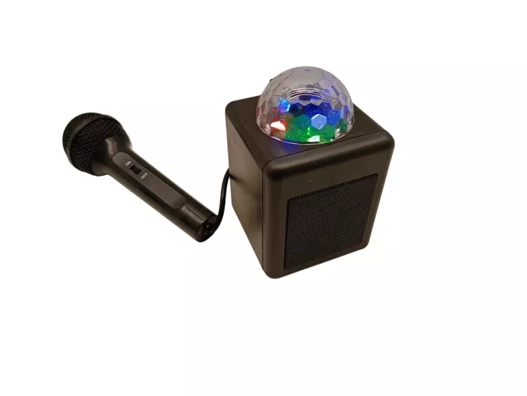 ZESTAW KARAOKE GŁOŚNIK BLUETOOTH Z MIKROFONEM ŚWIECĄCY LED KOLORY BDB STAN