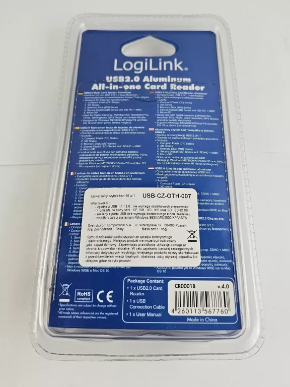 CZYTNIK KART PAMIĘCI LOGILINK CR0001B