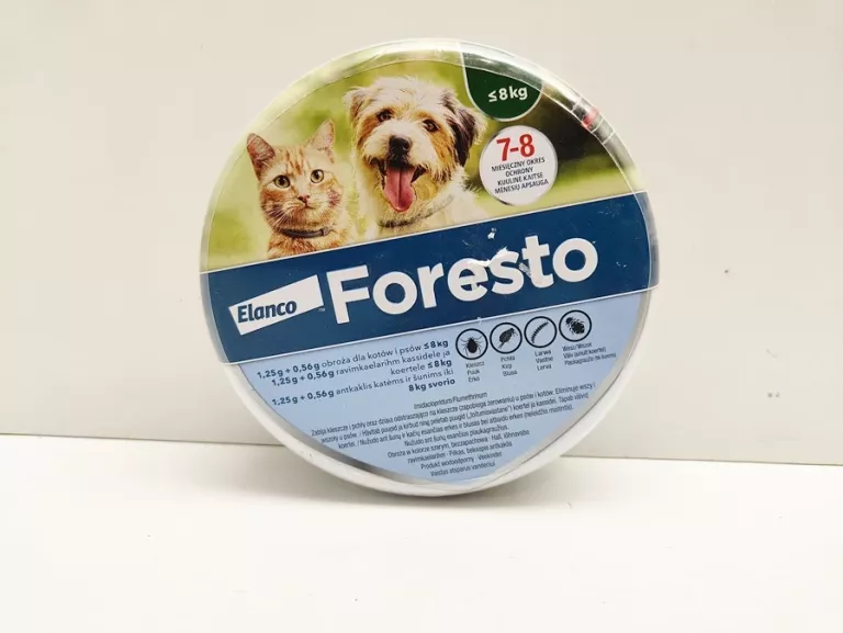 FORESTO MAŁA OBROŻA NA PCHŁY KLESZCZE DLA KOTA PSA DO 8 KG 38 CM