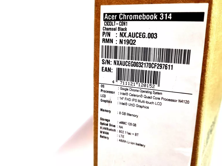 ACER CHROMEBOOK 314 LTE C933LT CELERON N4120/RAM: 8GB/EMMC:128GB/CHROME OS