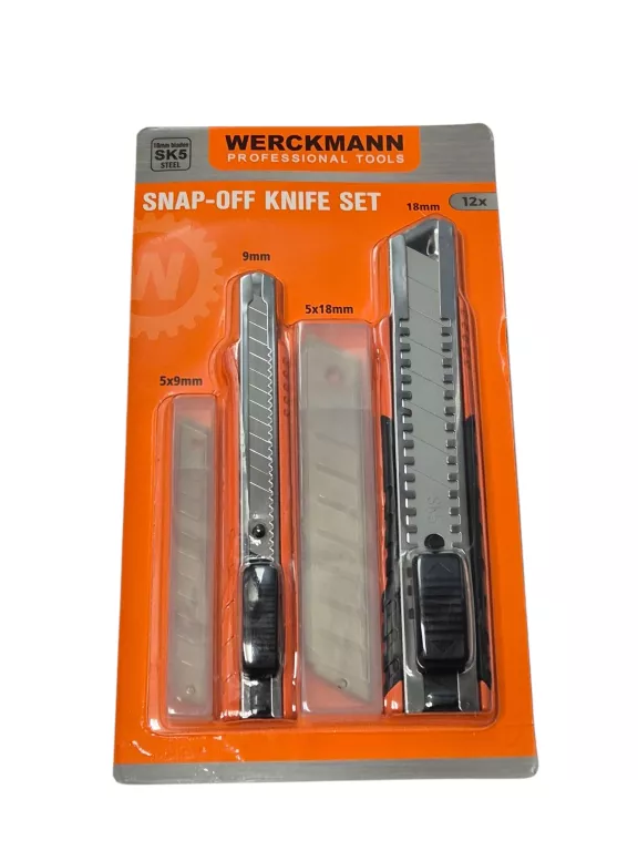 ZESTAW NOŻY NÓŻ SKALPEL ALUMINIUM Z ODŁAMYWANYM OSTRZEM WERCKMANN 9MM 18MM