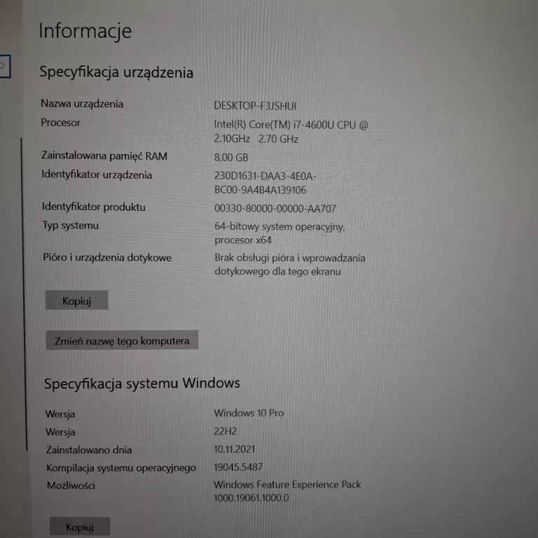 LAPTOP DELL LATITUDE E7440 I7-4600U 8GB 256GB WIN10PRO 14"