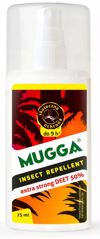 MUGGA STRONG 50% DEET SPRAY ŚRODEK PREPARAT NA KOMARY KLESZCZE MOSKITY MUG