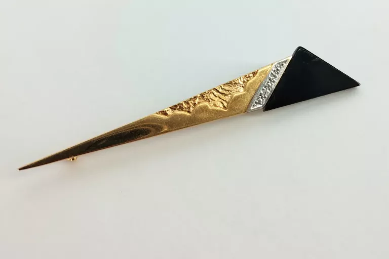ŁADNA ZŁOTA BROSZKA Z KAMIENIAMI 6.50G 750