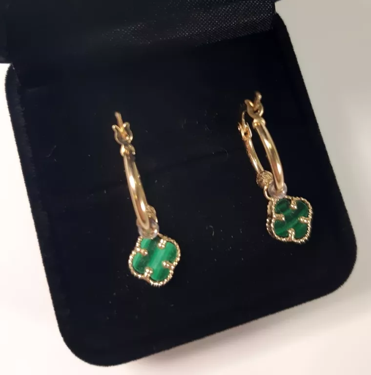 ZŁOTE KOLCZYKI ZIELONE 14K