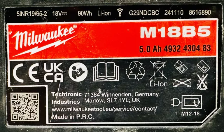 SZLIFIERKA MILWEAKEE 5.0 AH M18 FSAG125X