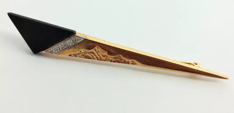 ŁADNA ZŁOTA BROSZKA Z KAMIENIAMI 6.50G 750