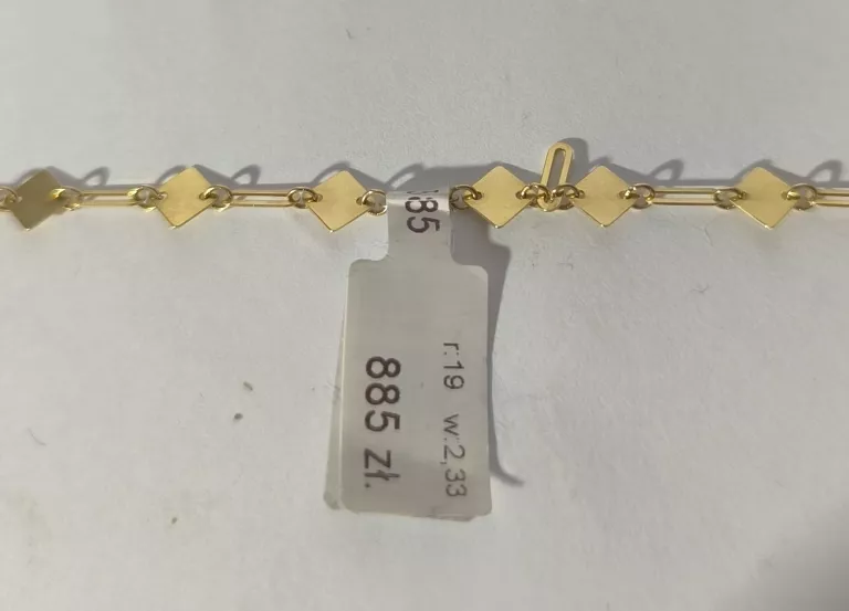 ZŁOTA BRANSOLETKA 2,33G 585 REGULOWANA 17-19CM Z KWADRATAMI