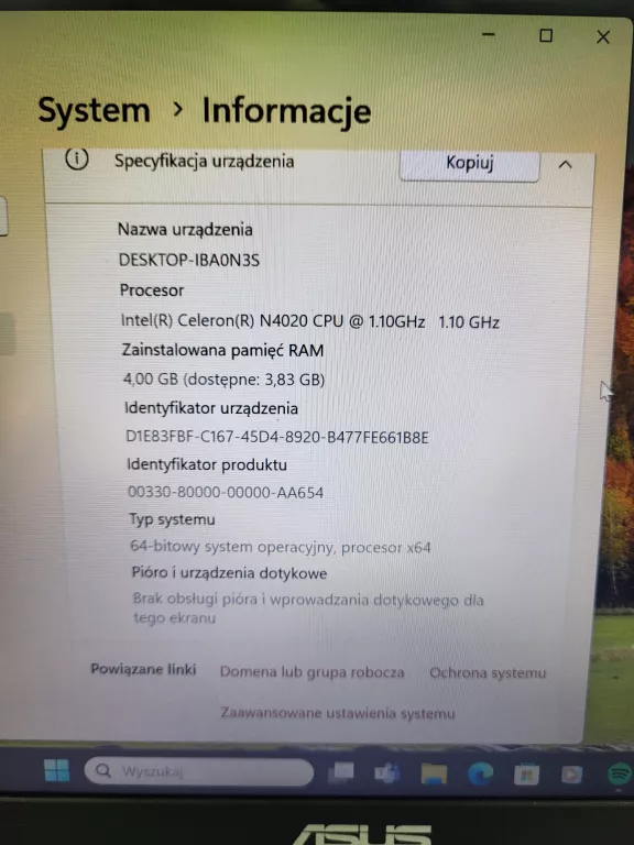 LAPTOP ASUS VIVOBOOK GO E410M 14" 4GB RAM 128GB SSD INTEL CELLERON N4020