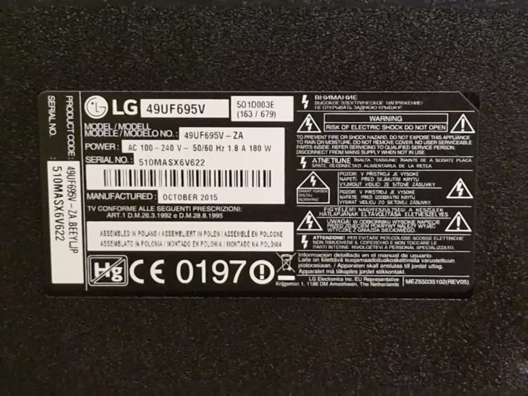 TELEWIZOR LG 49UF695V 49'' LED 4K ULTRA HD SMART TV DVB-T2