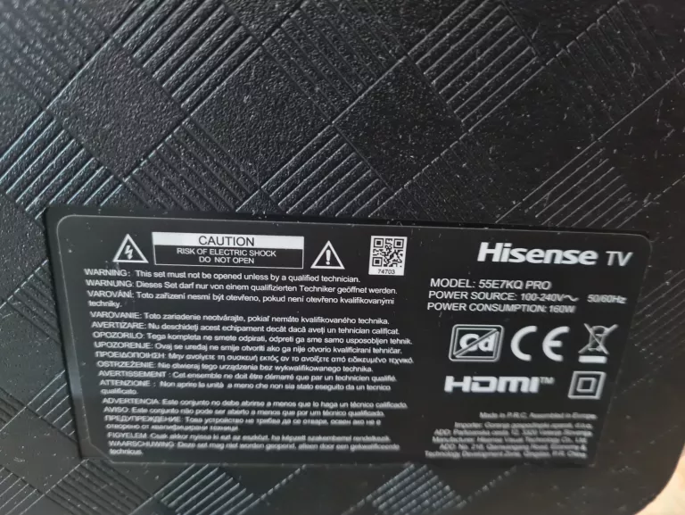 TELEWIZOR HISENSE 55E7KQ PRO 55 QLED 144HZ GW.