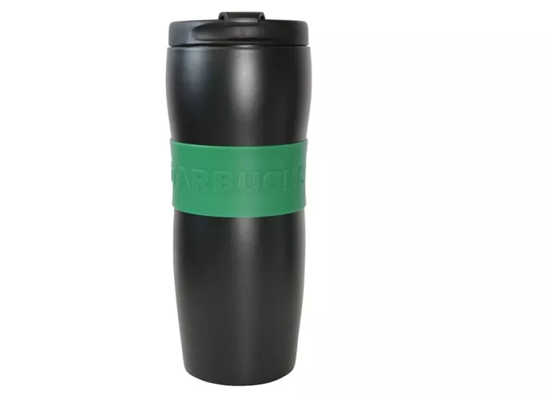 KUBEK TERMICZNY STARBUCKS CZARNY Z ZIELONYM PASKIEM 354 ML 762111434456