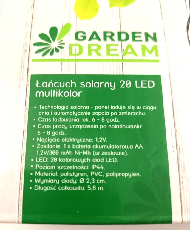 SOLARNY ŁAŃCUCH 20 LED GARDEN DREAM