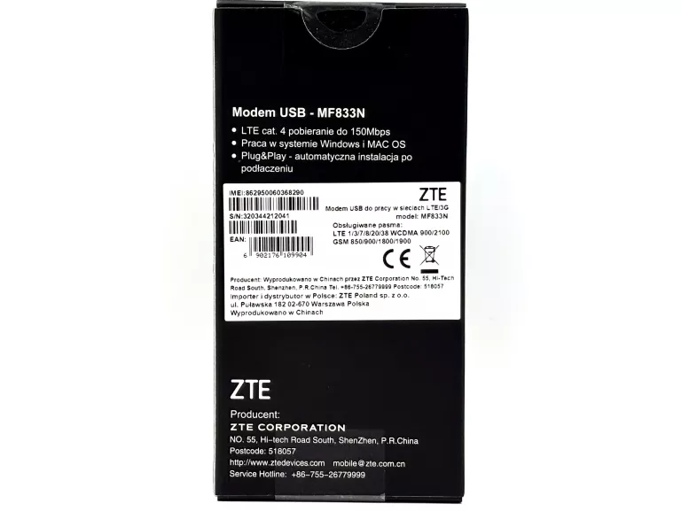 MODEM ZTE MF833N 4G LTE KAT.4 USB2.0