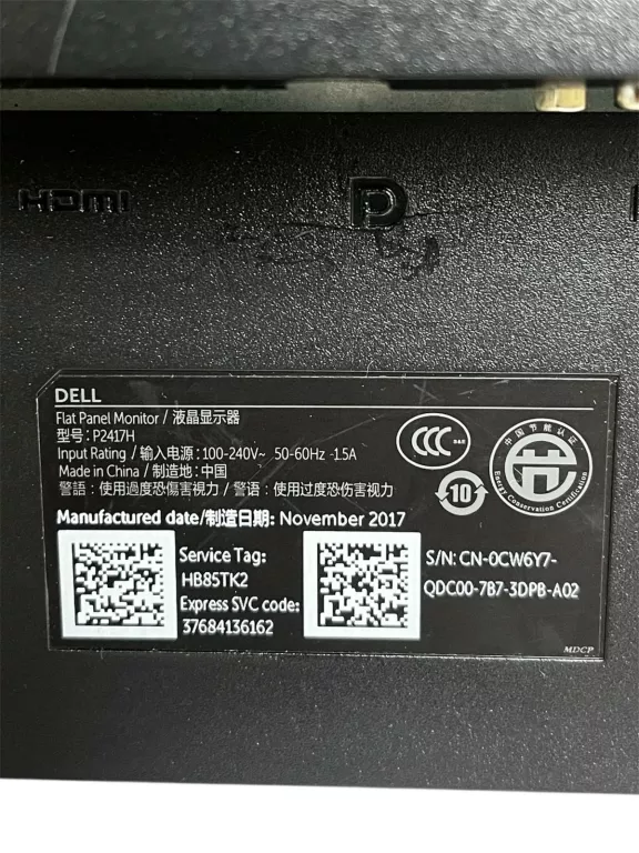 MONITOR 24' DELL P2417H LED IPS