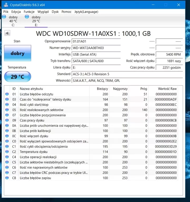 DYSK WESTERN DIGITAL 1TB WDBUZG0010BBK + PUD USB