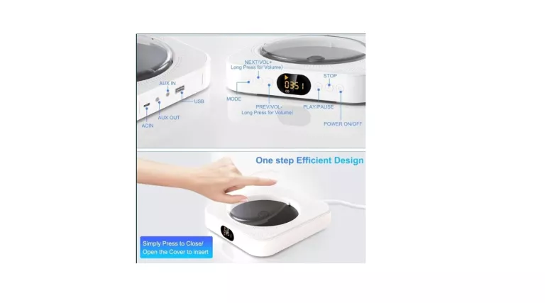 RADIO AUX USB FM BIAŁY MP3 ODTWARZACZ PRZENOŚNY CD GŁOŚNIK BLUETOOTH MAITE