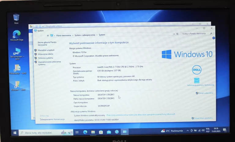 LAPTOP DELL VOSTRO 15 I3 / 4GB RAM 128GB SSD ( BATERIA DO WYMIANY)