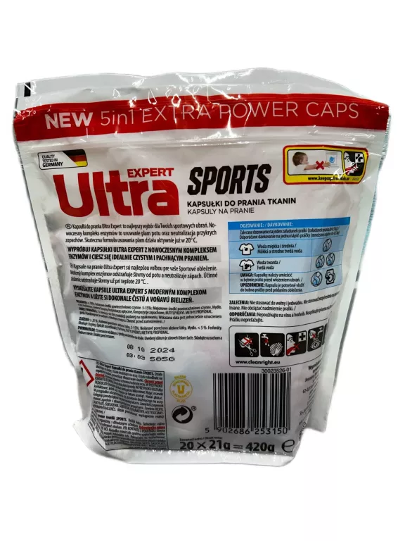 KAPSUŁKI DO PRANIA TKANIN ULTRA SPORTS 20 SZTUK