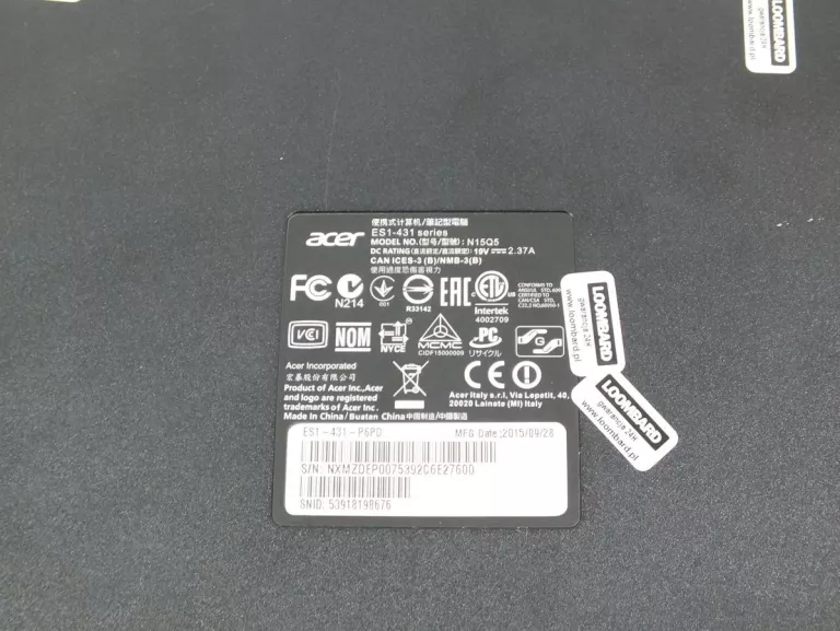 LAPTOP LAPTOP ACER ASPIRE ES1-431 IP 2RAM +ŁAD